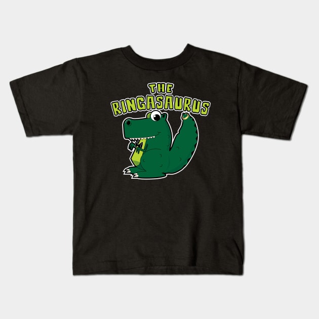 Ring Bearer Dinosaur "Ringasaurus" Wedding Attendant Design for Boys Kids T-Shirt by SeaLAD